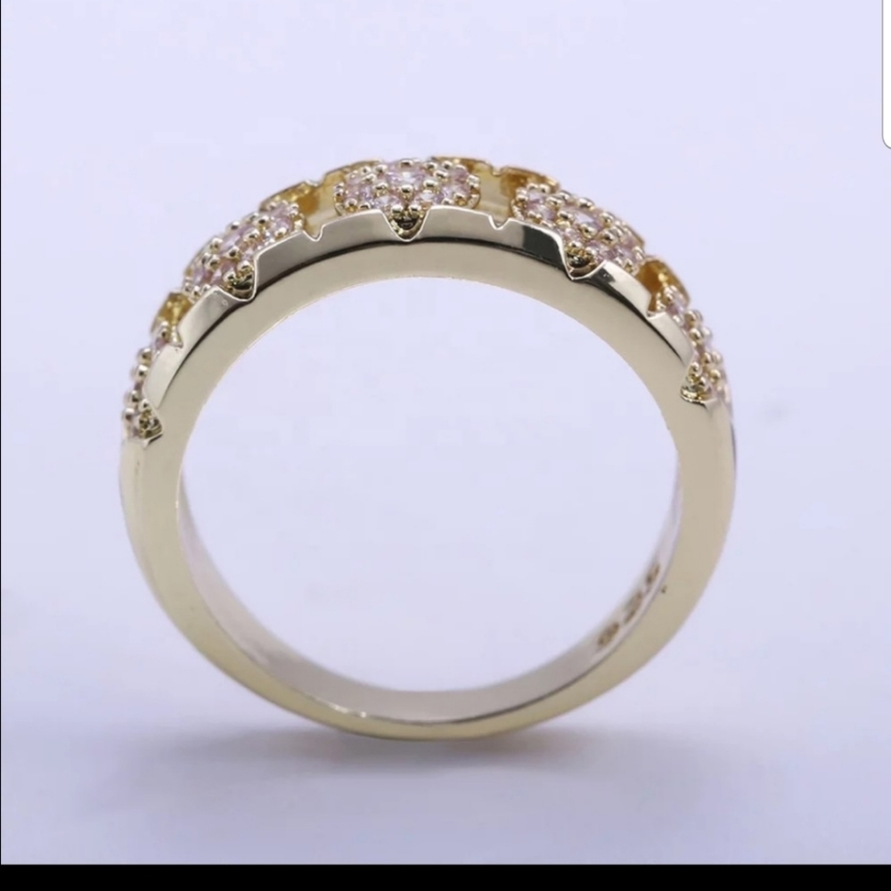 *NEW* 14k gold over Sterling silver  925 Yellow Gold Round Cut Diamond Ring - Picture 4 of 6